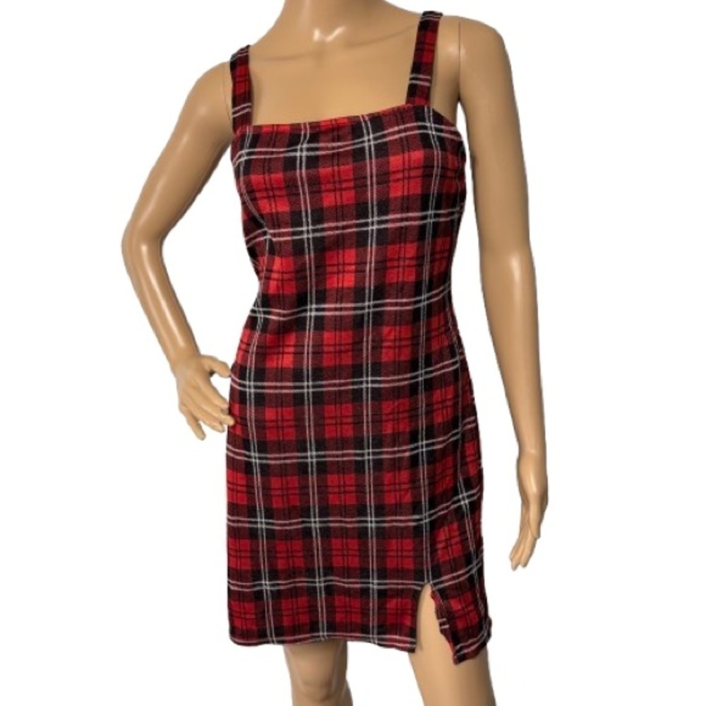 Rue 21 Grunge Punk Red Plaid Mini Dress Size L